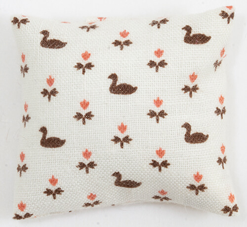 (image for) Throw Pillow - White w/ Brown Ducks