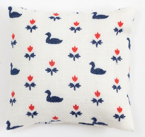 (image for) Throw Pillow - White w/ Navy Ducks