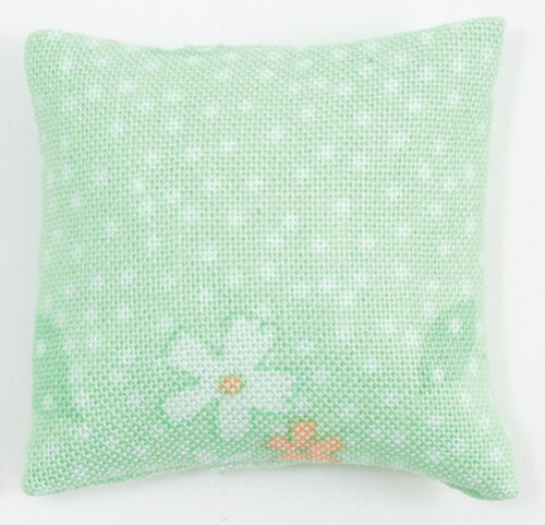 (image for) Throw Pillow - Mint Green w/ Flowers & Polka Dots