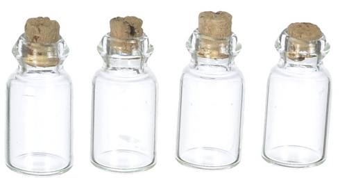 (image for) Empty Glass Jars w/ Corks 4pc