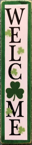 (image for) Welcome Porch Board Sign w/ Shamrocks