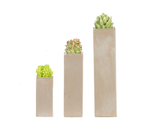 (image for) Tall Square Pillar w/ Cactus on Top 3pc Set