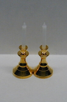 (image for) Candlestick Holder w/ Candles 2pc - Gold